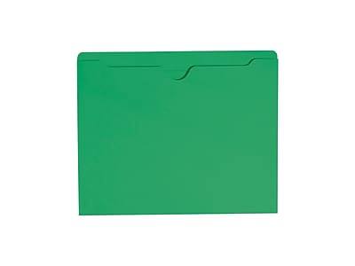 Front. Smead - Smead Reinforced File Jackets, Reinforced Straight Cut Tab, Letter Size, Green, 100/Box (75503) - Green.