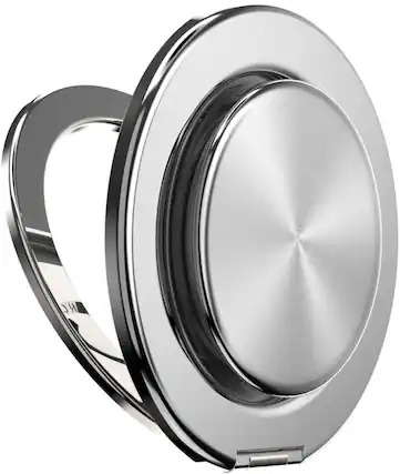 Front. PopSockets - MagSafe Kick-Out Universal Magnetic Grip & Stand with Adapter Ring for Cell Phones - Alum-Radial Silver.