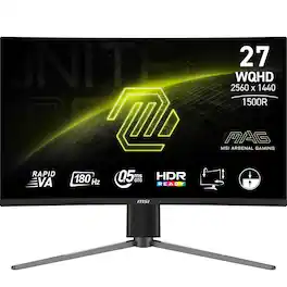 MSI - MAG27CQ6PF 27" Curved QHD 180Hz 0.5ms Gaming Monitor with HDR ready (DisplayPort, HDMI, ) - Black