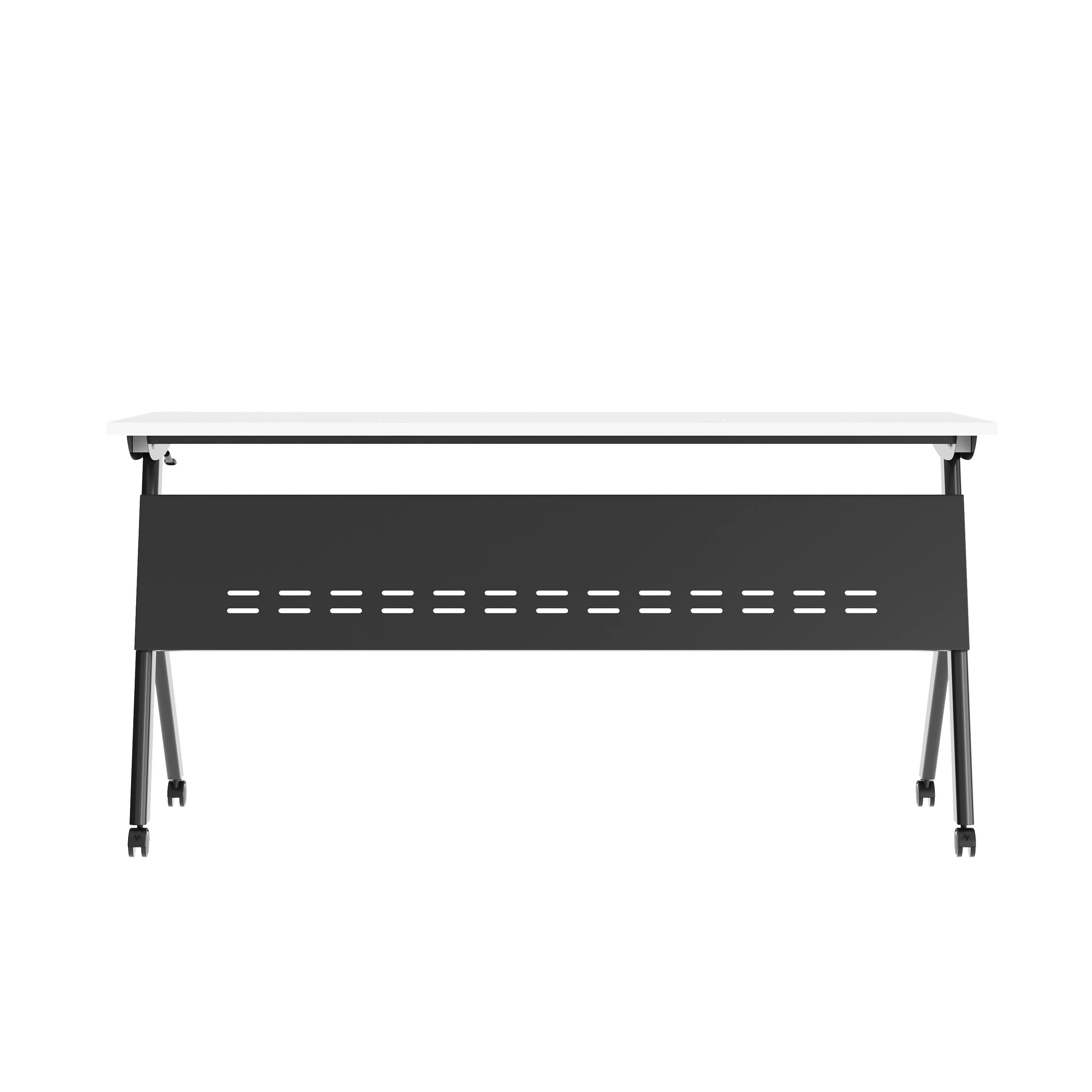 Alt View 5. Emma + Oliver - Griffin Heavy-Duty Flip Top Training Table with Nesting Design, Privacy Panel, Y-Legs, Tabletop, Metal Frame - White Top/Black Frame.