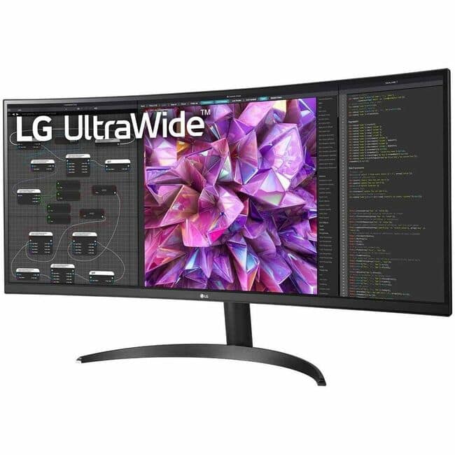 LG - 34BQ60QC-B 34" Class Curved Screen LCD Monitor - 21:9 - Textured 34" Viewable - In-plane Switching (IPS) - Black