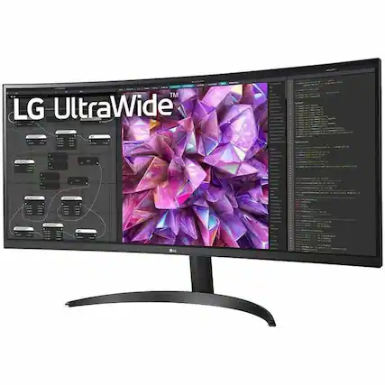 Front. LG - LG 34BQ60QC-B 34" Class Curved Screen LCD Monitor - 21:9 - Textured Black - 34" Viewable - In-plane Switching (IPS) - Black.
