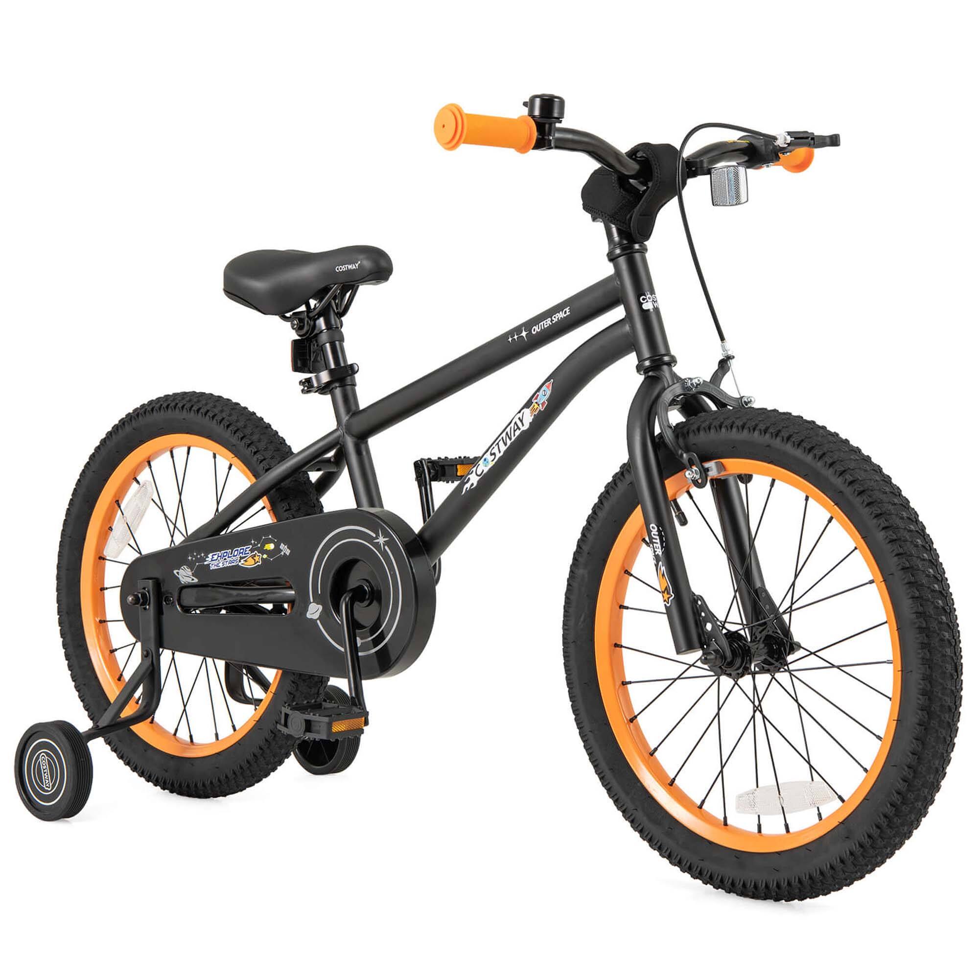 Costway - 18-Inch Kid's Bike for 4-8 Years Old with Adjustable Saddle & Anti-slip Handlebar - Black