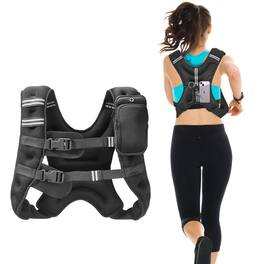 VEVOR - Weighted Vest, 16 lbs Weight Vest with Reflective Stripe, Adjustable Buckle Body Weight Vest for Men Women - Black
