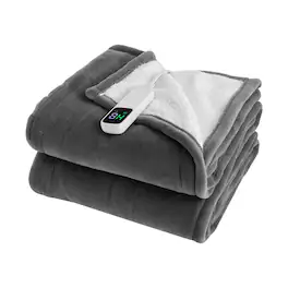 Sweetcrispy - 62''x 84'' Twin Size Flannel Electric Heated Blanket with 10 Heating Levels for Winter, Machine Washable - Gray