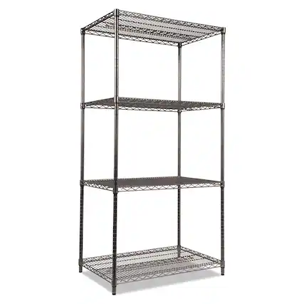 Front. Alera - Wire Shelving Starter Kit, Four-Shelf, 36w X 24d X 72h, Black Anthracite - Black Anthracite.