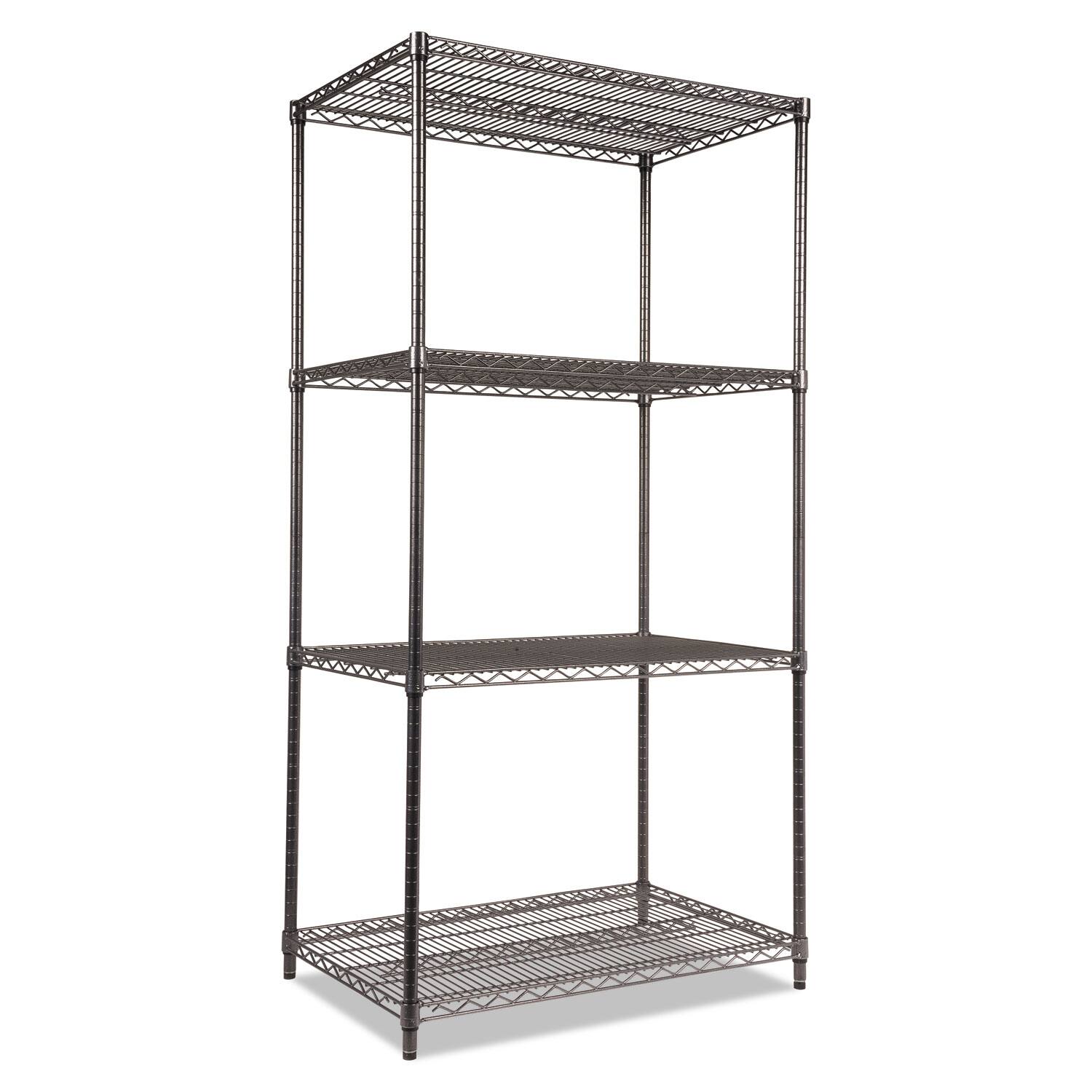 Front. Alera - Wire Shelving Starter Kit, Four-Shelf, 36w X 24d X 72h, Black Anthracite - Black Anthracite.