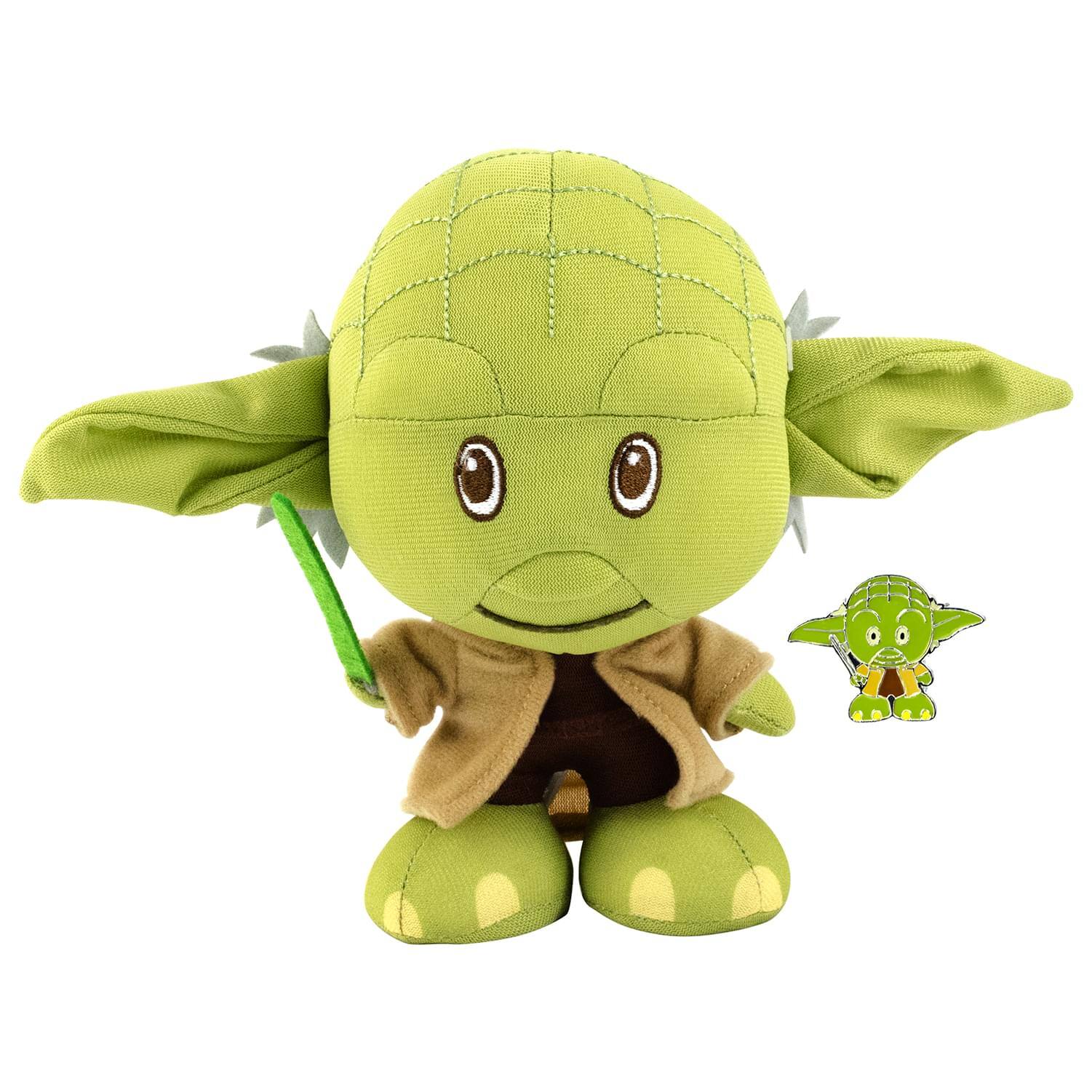 Alt View 1. Star Wars - Star Wars Baby Yoda and R2-D2 Stylized 7 Inch Plush Set of 2 With Enamel Pins.