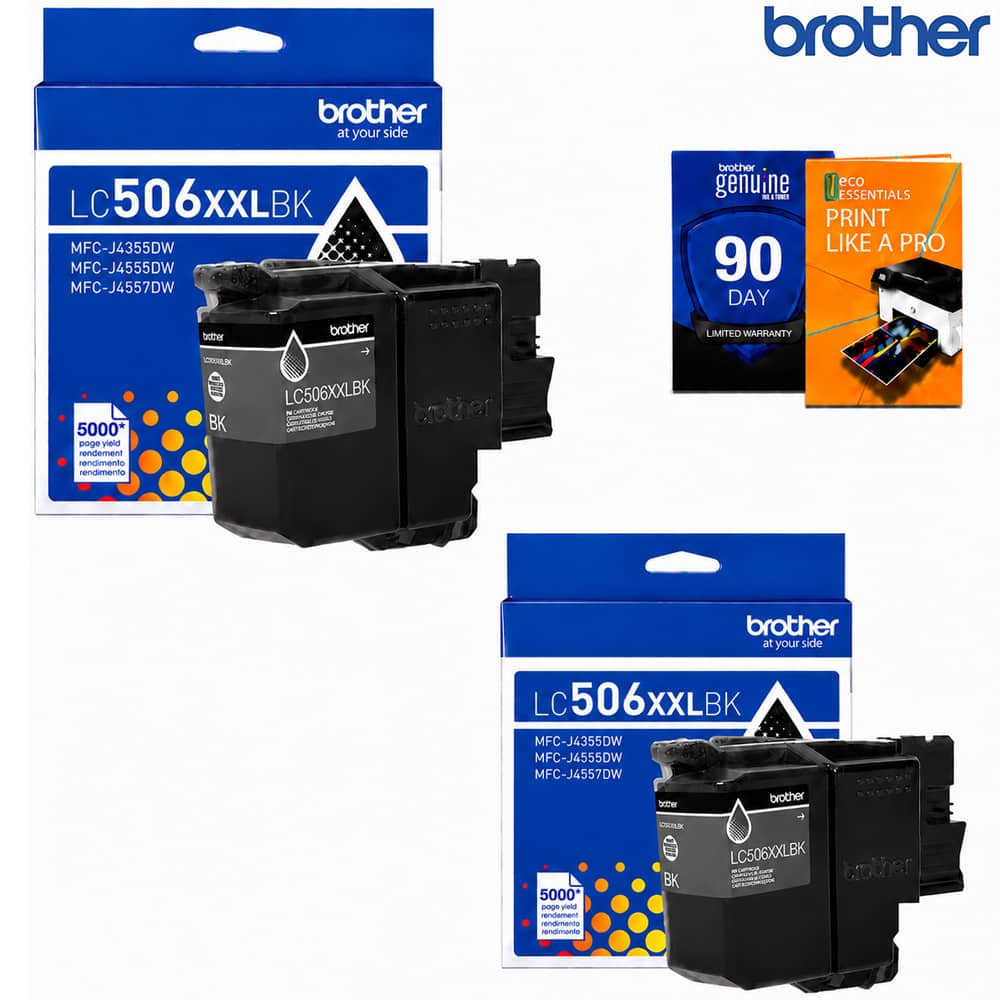 Brother - LC506XXLBKS Genuine Super High Yield Ink Cartridge 2 Pack with Print Guide - Black