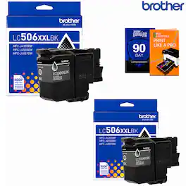 Brother - LC506XXLBKS Genuine Super High Yield Ink Cartridge 2 Pack with Print Guide - Black