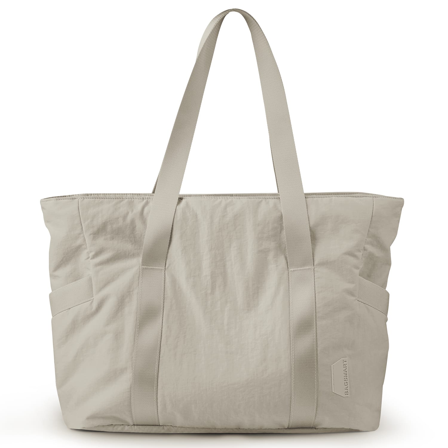 Bagsmart - Zoraesque 18L Nylon Tote Bag with Laptop Compartment, Yoga Mat Buckle & Water-Resistant Pockets for Work, Gym & School - Camel
