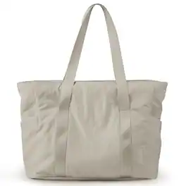 Bagsmart - Zoraesque 18L Nylon Tote Bag with Laptop Compartment, Yoga Mat Buckle & Water-Resistant Pockets for Work, Gym & School - Camel