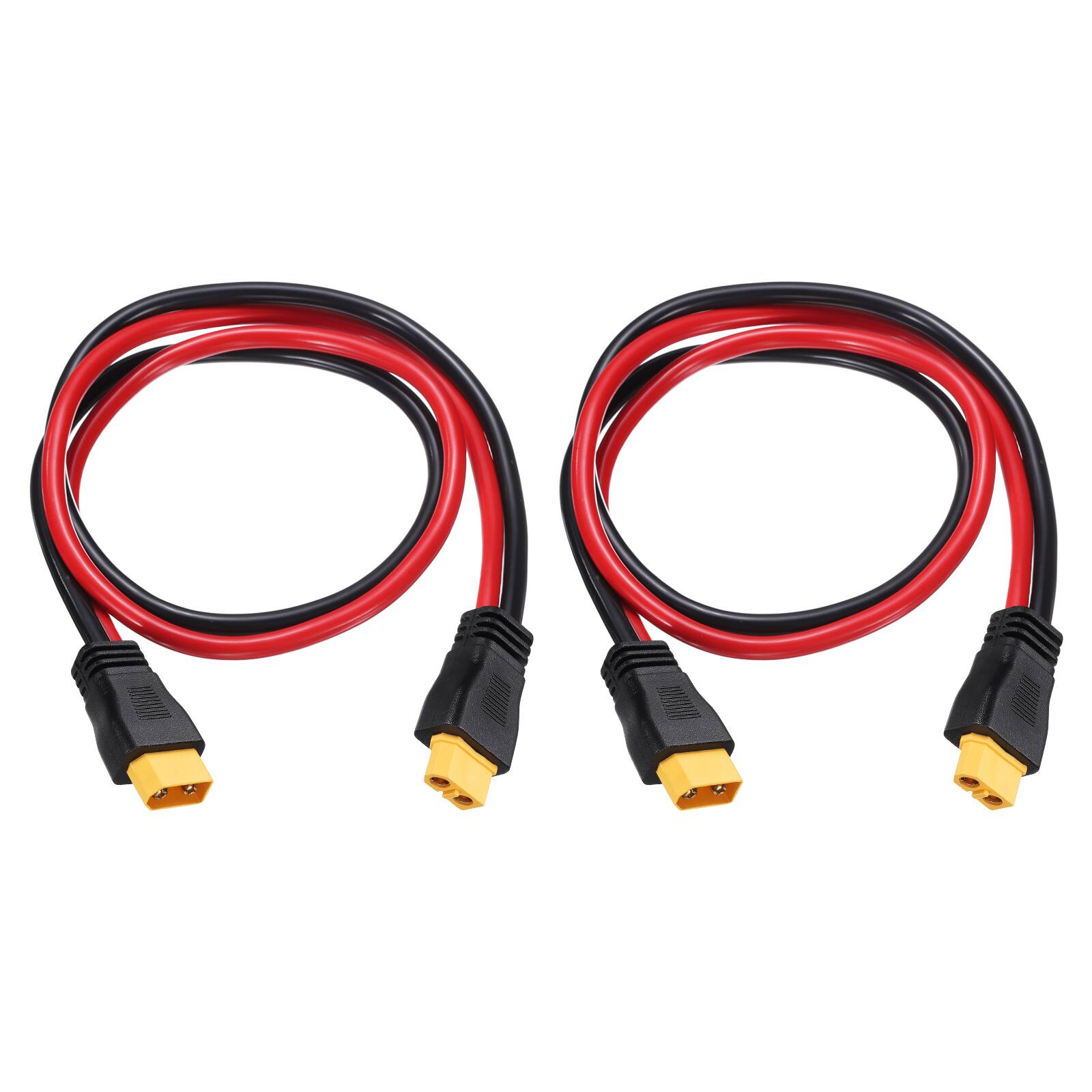 Front. Unique Bargains - 2pcs 600VDC XT60 Extension Cable, 10AWG XT60 Male to Female for RC/Solar/FPV Drone - Red and Black.