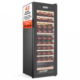 VEVOR - 42 Bottle Wine Fridge, Freestanding Wine Cooler Refrigerator, Dual Zone Cooler, 41℉ to 65℉ Adjustable Temp Mini Cellar - Black