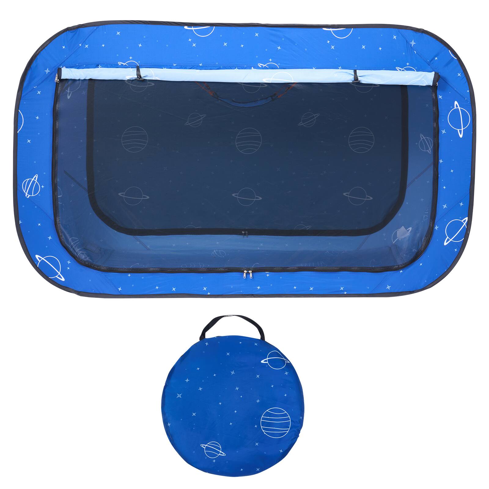 Alt View 5. VEVOR - Bed Tent, Pongee Fabric, 2 Doors Breathable Tent with 0.33 in Fiber Poles on Bed Privacy, Full Size Sleeping Bed Canopy - Dark-Colored Pattern.