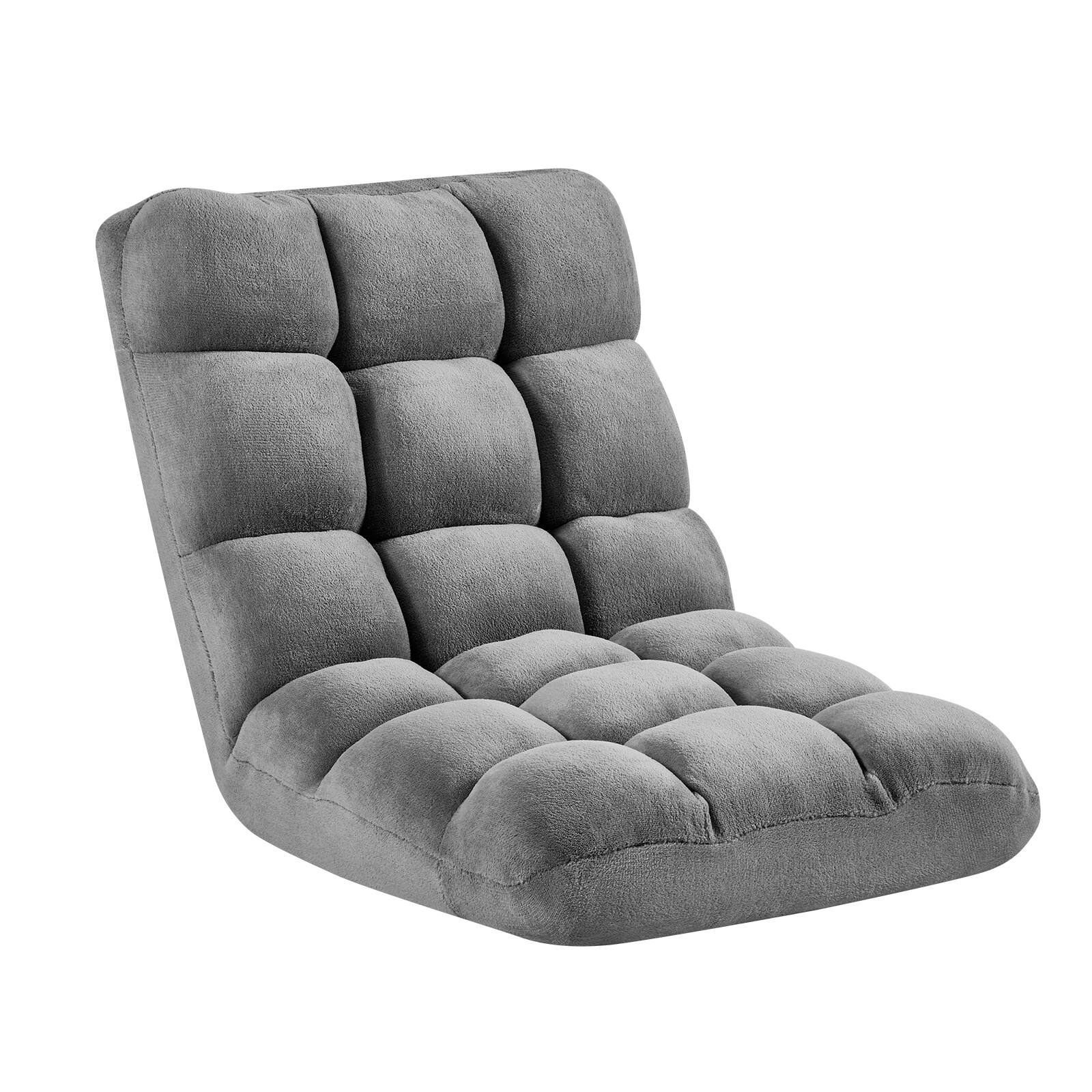 Alt View 5. VEVOR - Floor Chair, 14 Adjustable Positions Folding Floor Gaming Chair with Back Support, Sturdy Metal Frame with Recycled Foam - Grey.