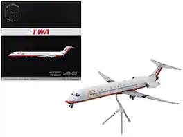 GeminiJets - McDonnell Douglas MD-82 Commercial Aircraft Trans World Airlines (N960TW) Stripes Gemini 200 Series 1/200 - White with Red