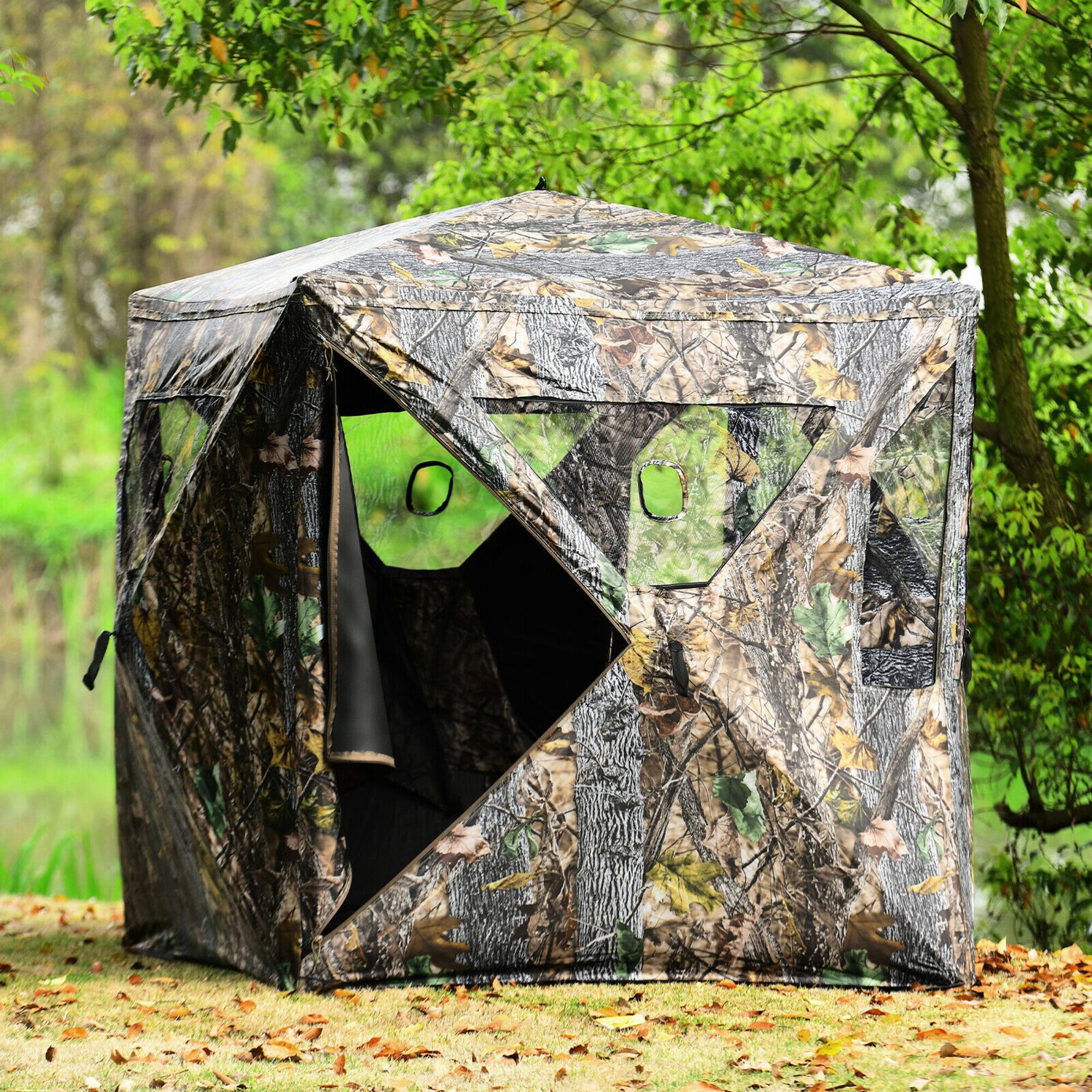 Alt View 1. Costway - Costway 3 Person Portable Hunting Blind Pop-Up Ground Tent w/ Carrying Bag - Camouflage.
