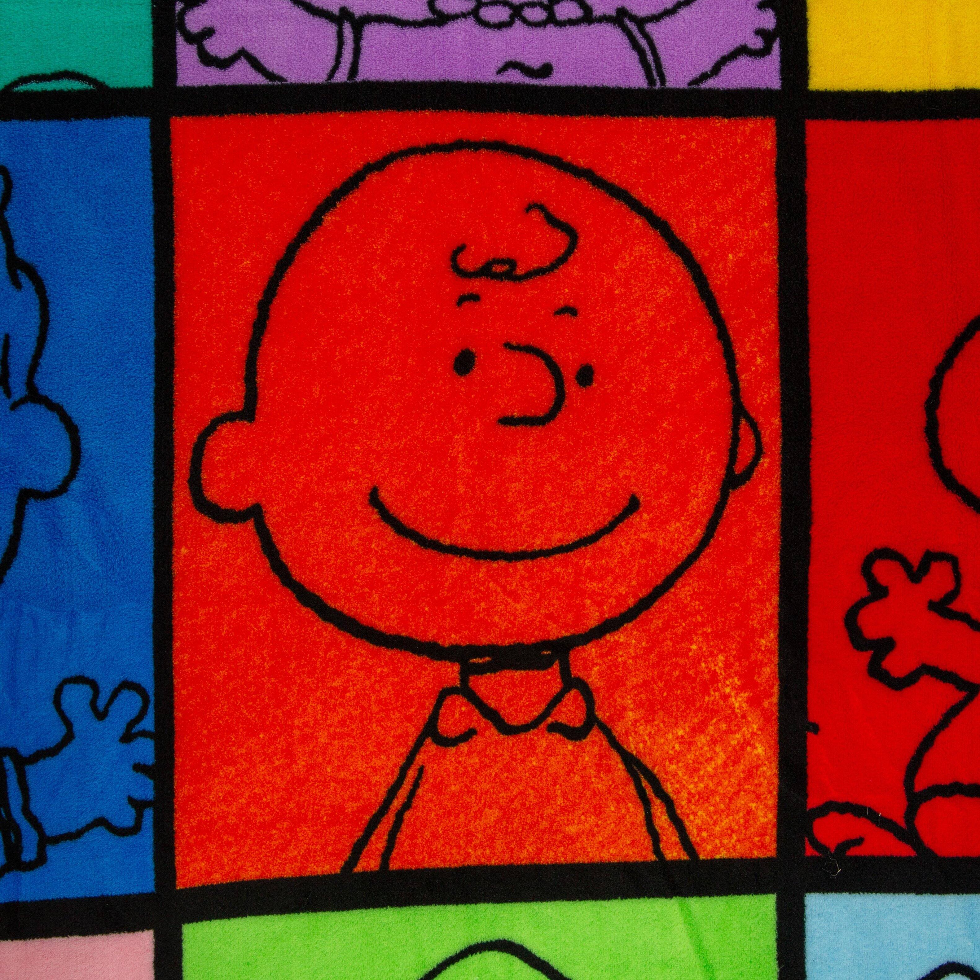 Alt View 1. Silver Buffalo - Peanuts Multicolor Character Grid Fleece Throw Blanket | 45 x 60 Inches - Red.