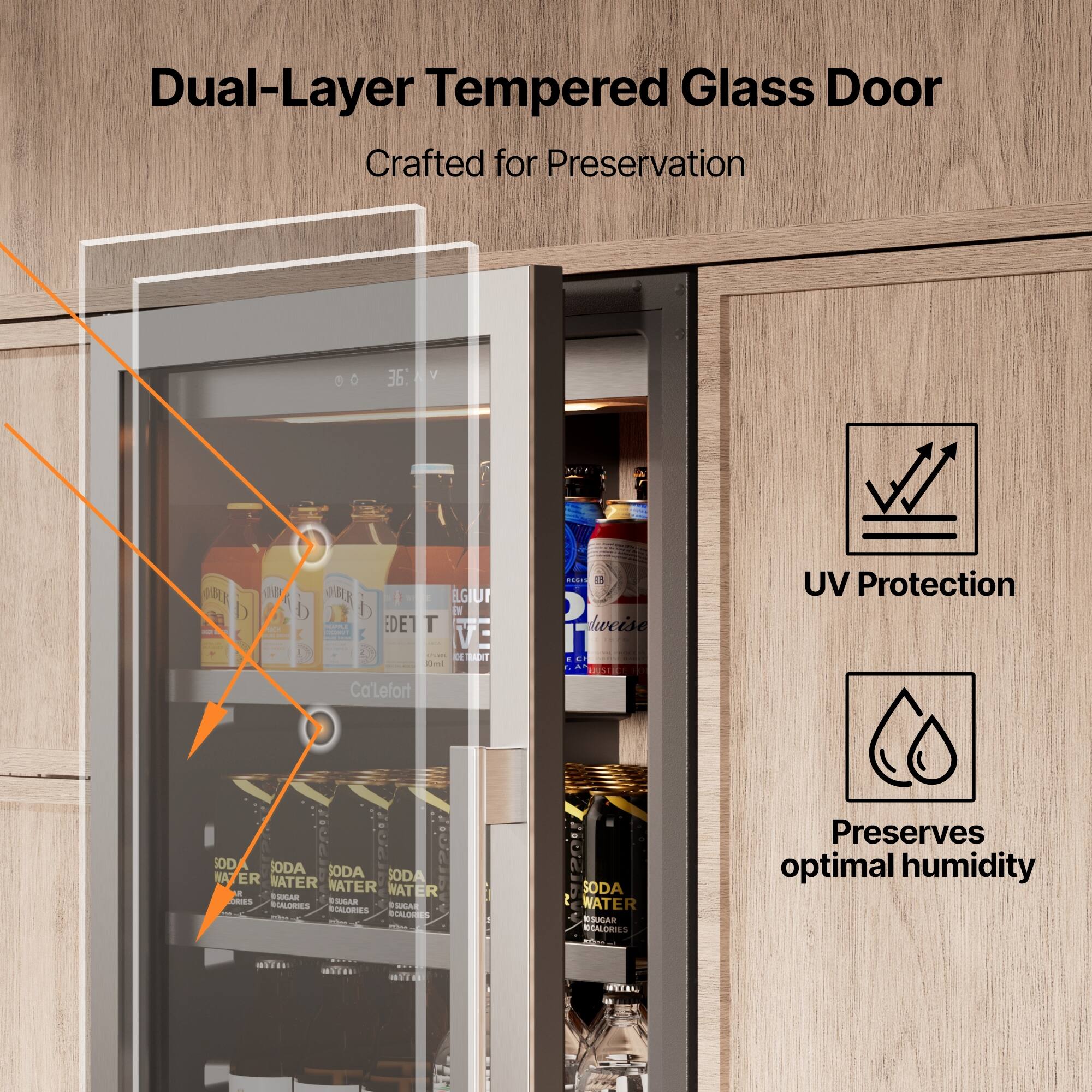 Dual-Layer Tempered Glass Door  
Crafted for Preservation  

UV Protection  

Preserves optimal humidity