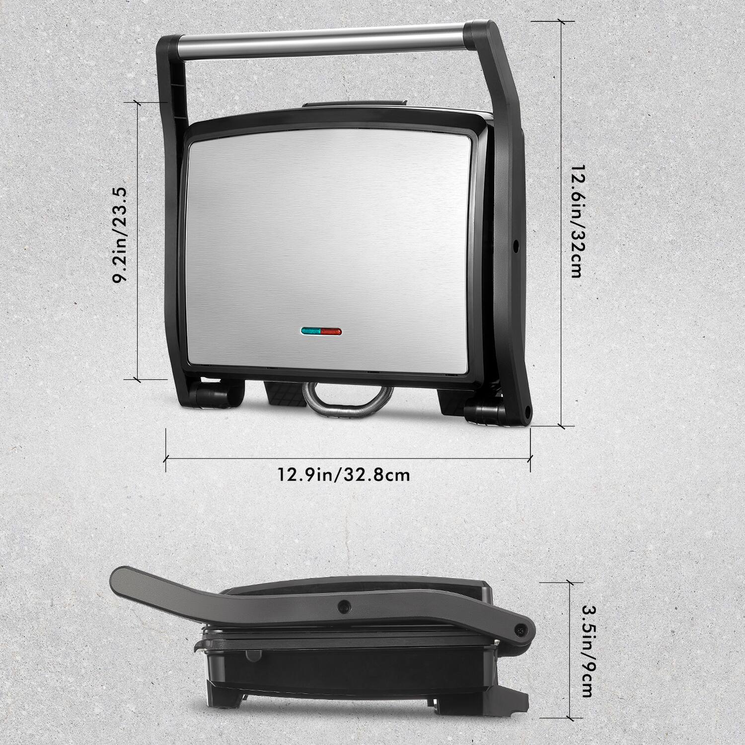 9.2in/23.5cm  
12.9in/32.8cm  
3.5in/9cm