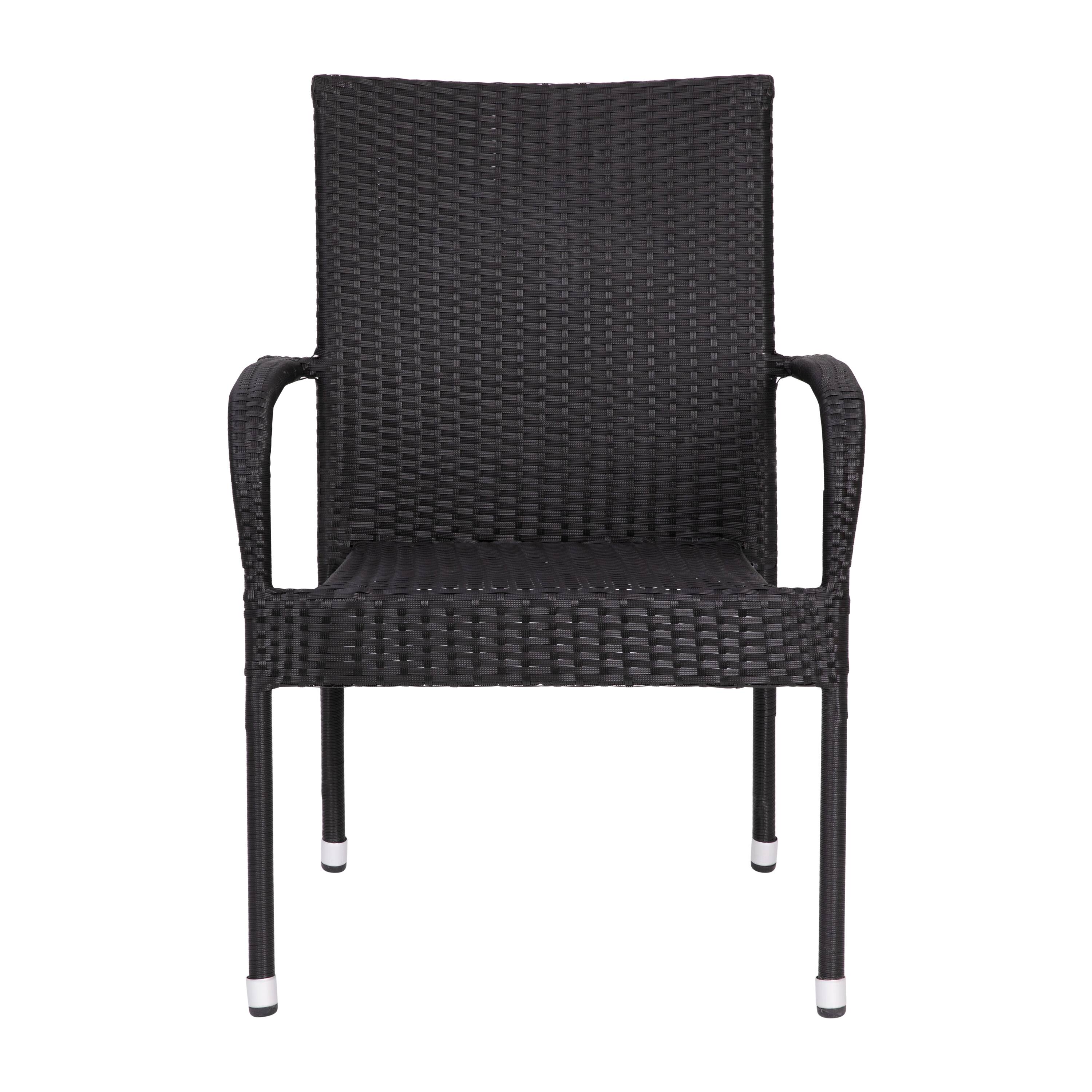 Alt View 10. Emma + Oliver - Sala Stacking All-Weather Wicker Wrapped Powder Coated Steel Patio Club Chairs for Indoor and Outdoor Use - Black.