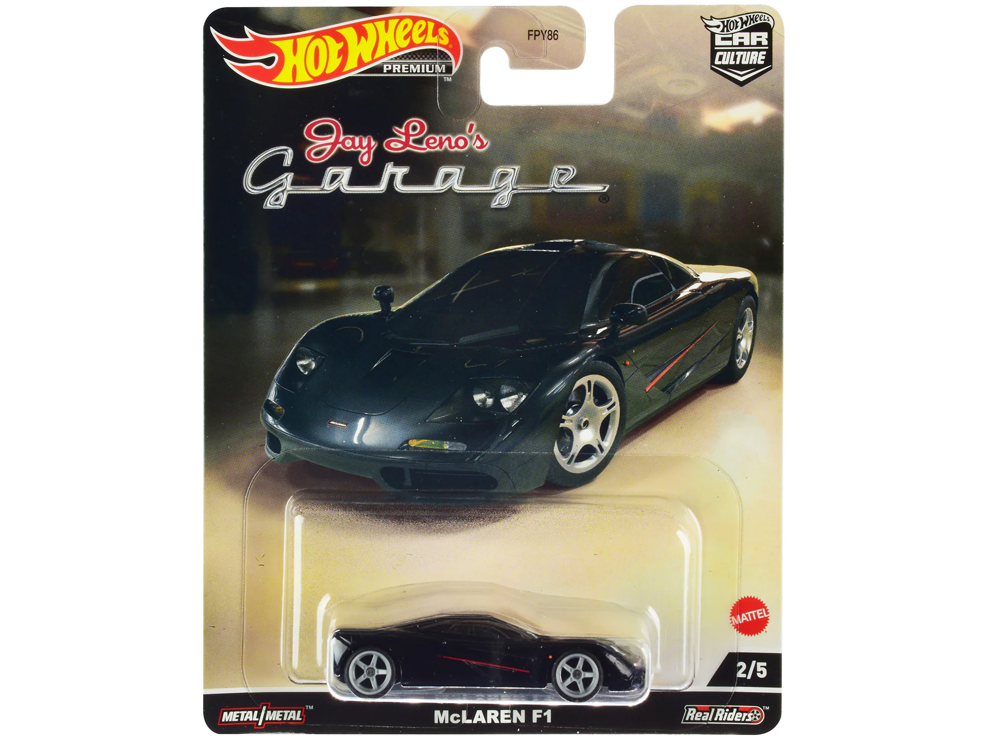 McLaren F1 Stripes "Jay Lenoâ€™s Garage" Diecast Model Car by Hot Wheels - Black With Red