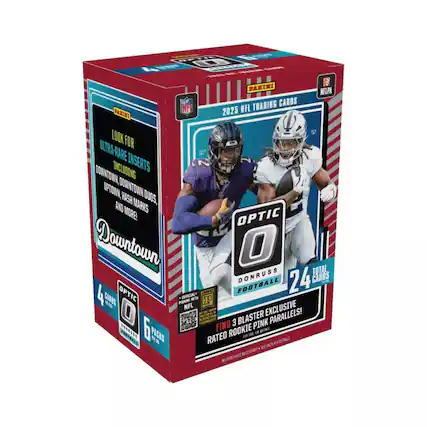 2025 NFL Trading Cards
PAKIMI
Downtown
Ultra-Rare Inserts Including Downtown, Uptown, Downtown Duos, Hash Marks, and More!
Marks Optic Downtown
Total Donruss 24 Cards
Optic Football 4 Cards
Official NFL
Exclusive Parallels!
3 Blaster Pink Parallels!
Find Rookie Rated Football Cards
RATED