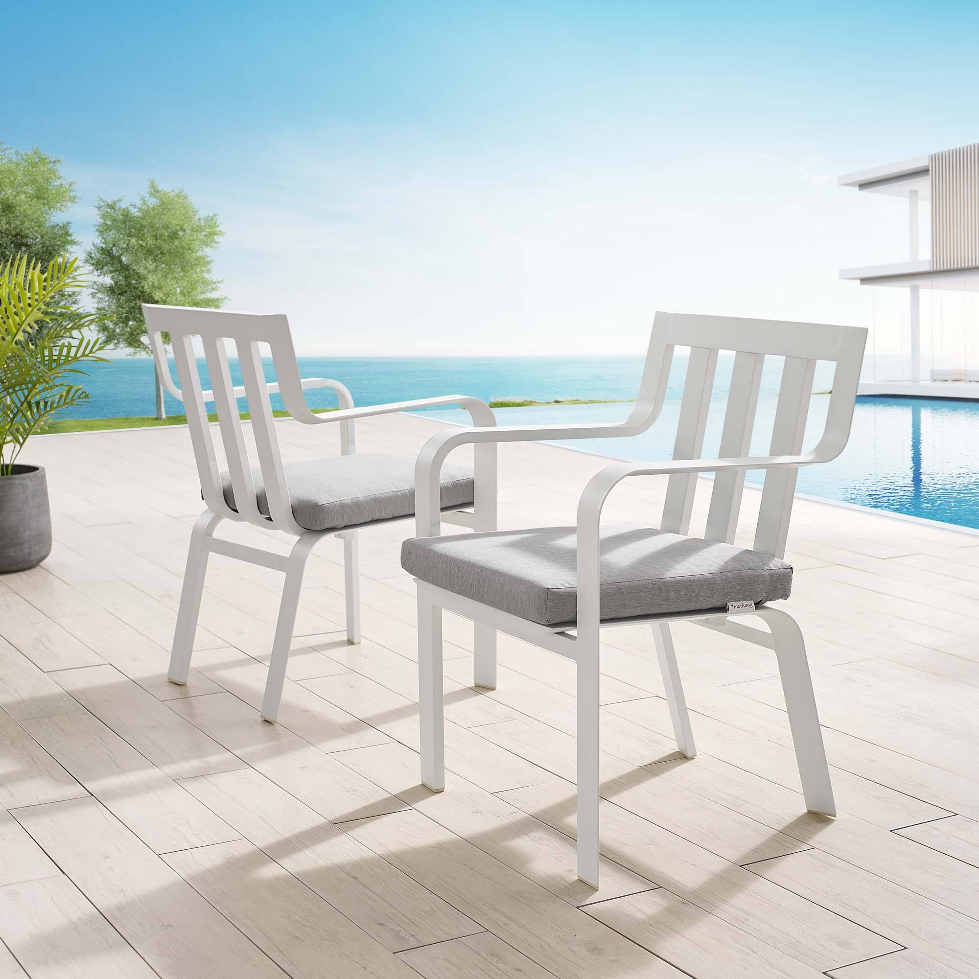 Front. Modway - Baxley Outdoor Patio Aluminum Armchair Set of 2 by Modway - White Gray.