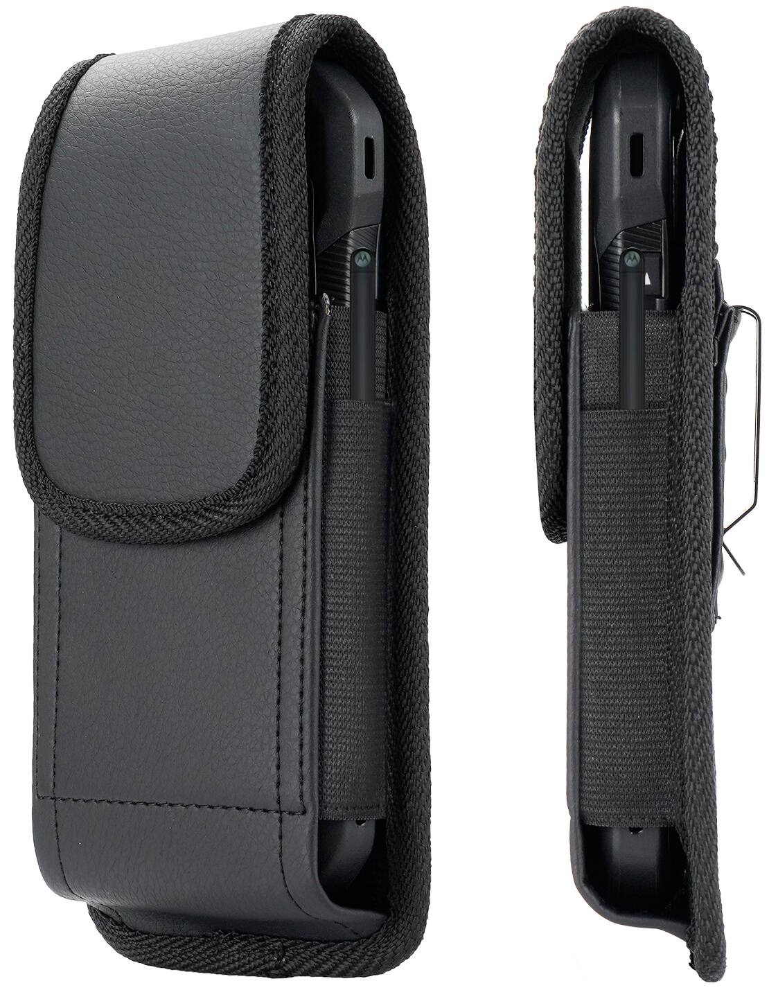 Alt View 7. Nakedcellphone - Vegan Leather Case Pouch with Clip and Belt Harness for Samsung Galaxy Z Fold 6 5 4 3 2, Google Pixel 9 Pro Fold - Black.