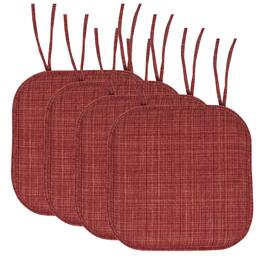 Sweet Home Collection - Aria Memory Foam Non-Slip 16" x 16" Chair Cushion Pad with Ties, 4-Pack - Burgundy