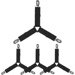 MOVSSOU - Bed Sheet Holder Straps Adjustable Triangle Non-Slip Elastic Mattress Corner Clips Set of 4 - Black