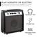 PLAY ACOUSTIC OR ELECTRIC
Plug your guitar into the included amplifier to customize your sound or play without it for an acoustic sound
GM-10 GUITAR AMPLIFIER
- 10-Watt Amp
- Adjustable Treble & Bass
- Headphone Jack