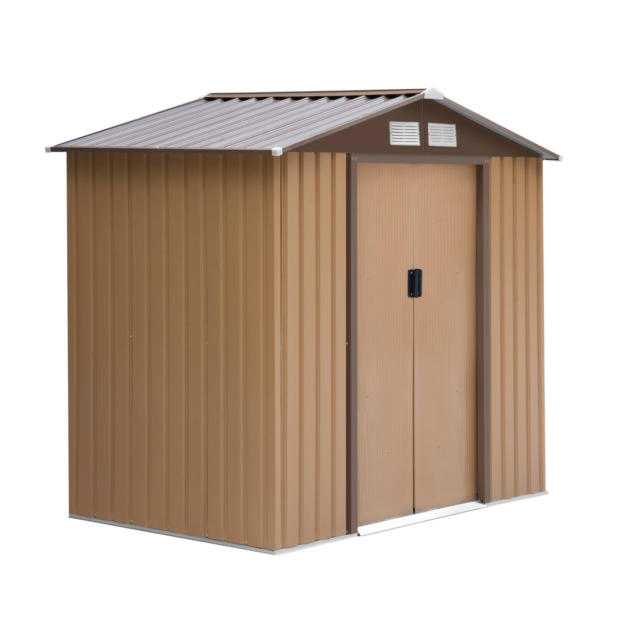 Back. TinyHomie - 7FT x 4FT Outdoor Storage Shed Garden Tool House with Foundation Kit Vents.