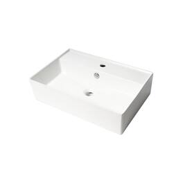 Alfi - 24" Modern Rectangular Above Mount Ceramic Sink with Faucet Hole - White