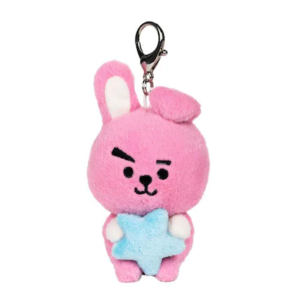 Front. Gund - Line Friends BT21 3 Inch Bumble Buddy Plush Clip | Cooky - Pink.