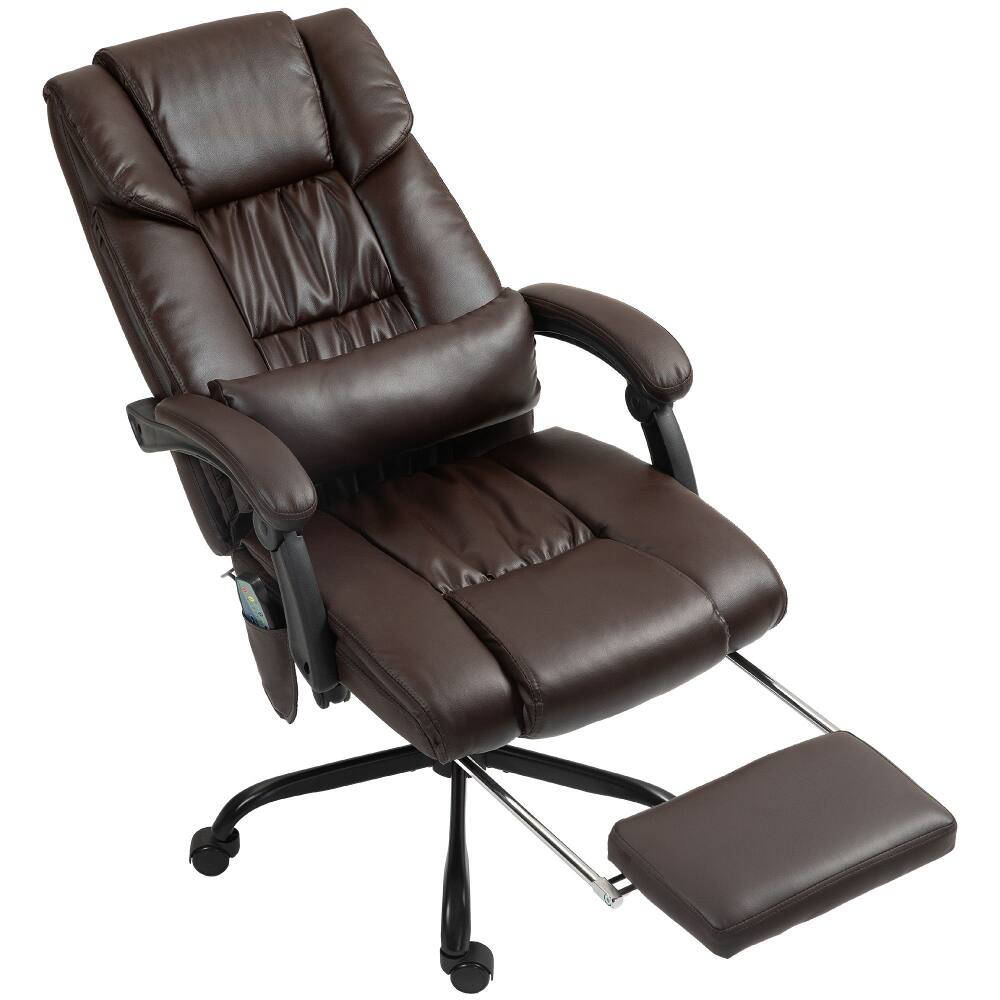 Alt View 7. Loheer - Loheer Massage Office Chair Ergonomic PU Leather Reclining Executive Desk Chair with Footrest Brown - Brown.