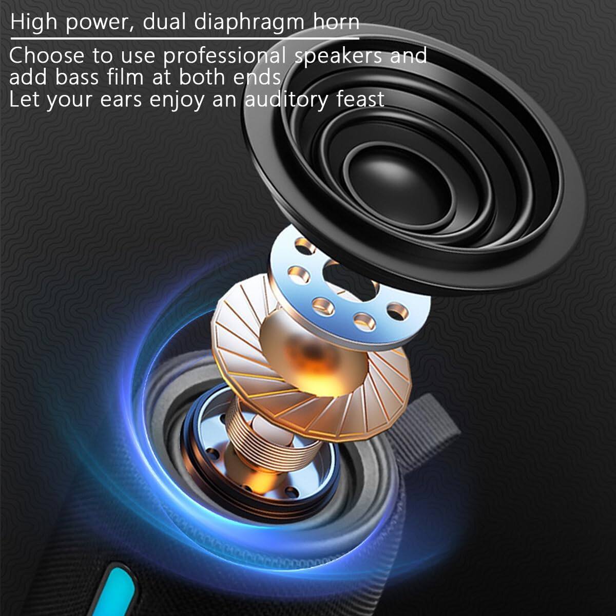 High power, dual diaphragm horn  
Choose to use professional speakers and add bass film at both ends  
Let your ears enjoy an auditory feast