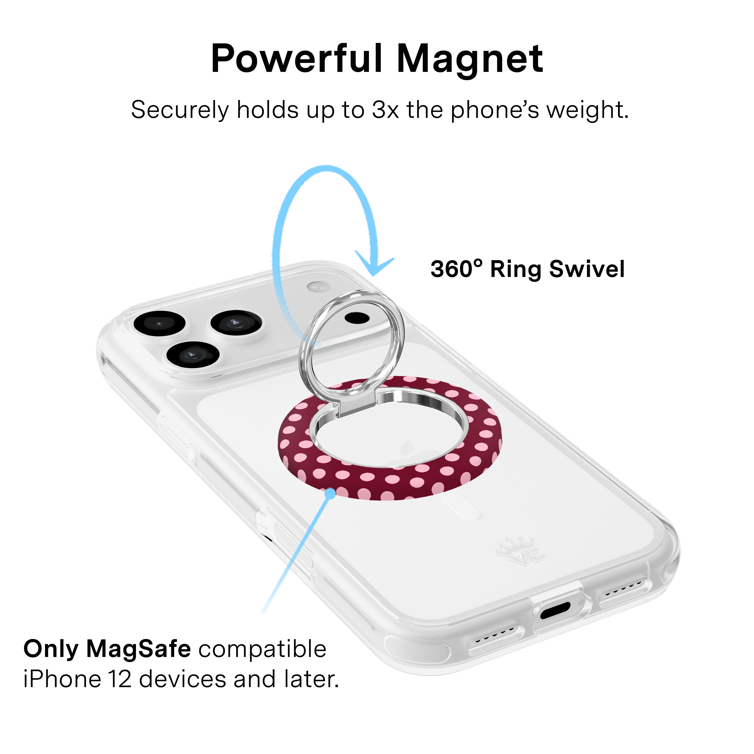 VELVET CAVIAR - Magnetic Phone Ring & Stand - Raspberry Polk