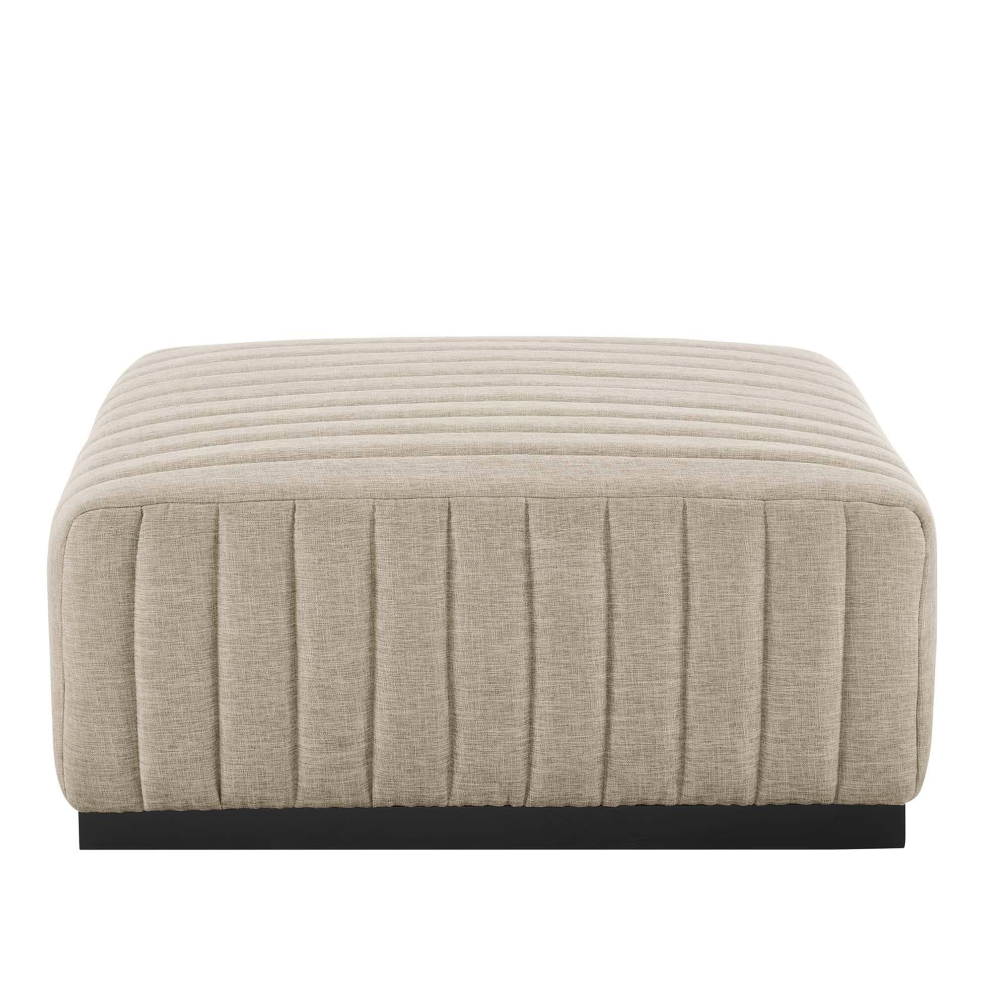 Back. Modway - Conjure Channel Tufted Upholstered Fabric Ottoman by Modway - EEI-5501-BLK-BEI.