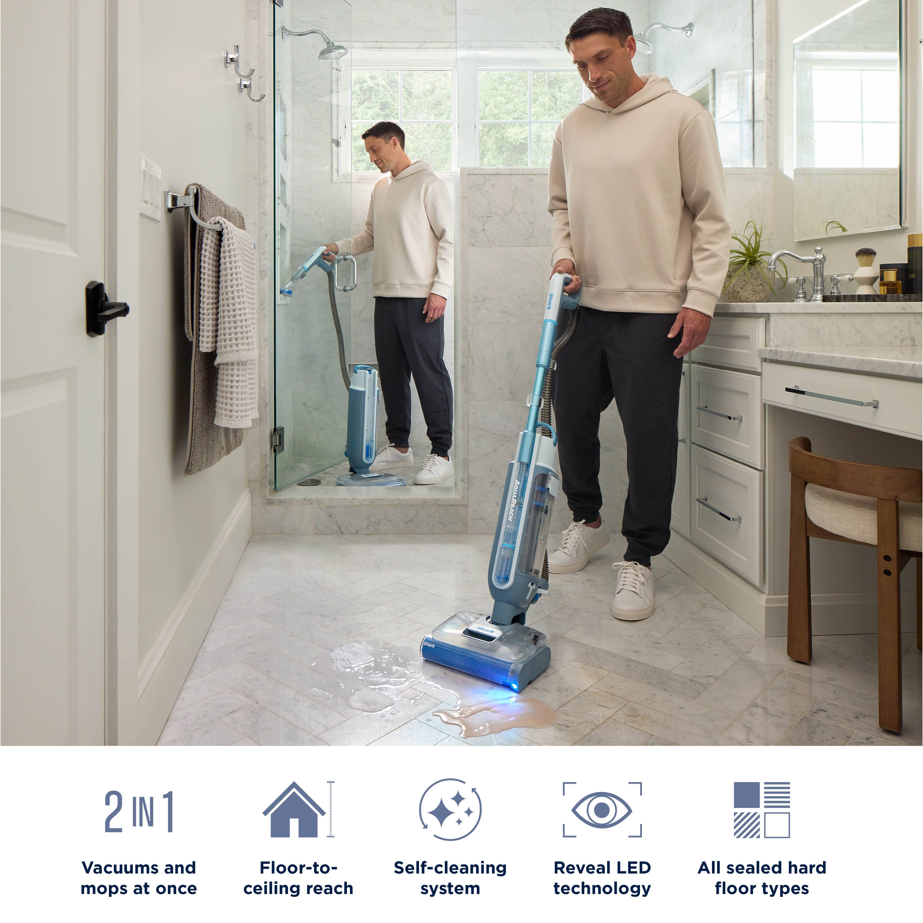 AQUAREACH  
2 IN 1  
Vacuums and mops at once  
Floor-to-ceiling reach  
Self-cleaning system  
Reveal LED technology  
All sealed hard floor types