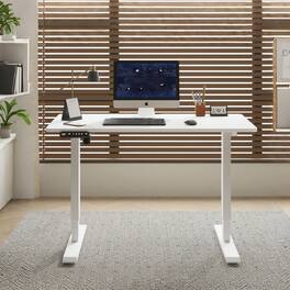 PexFix - Electric Standing Desk 55" with Memory Presets, Modern Adjustable Height Desk for Home Office & Gaming - White