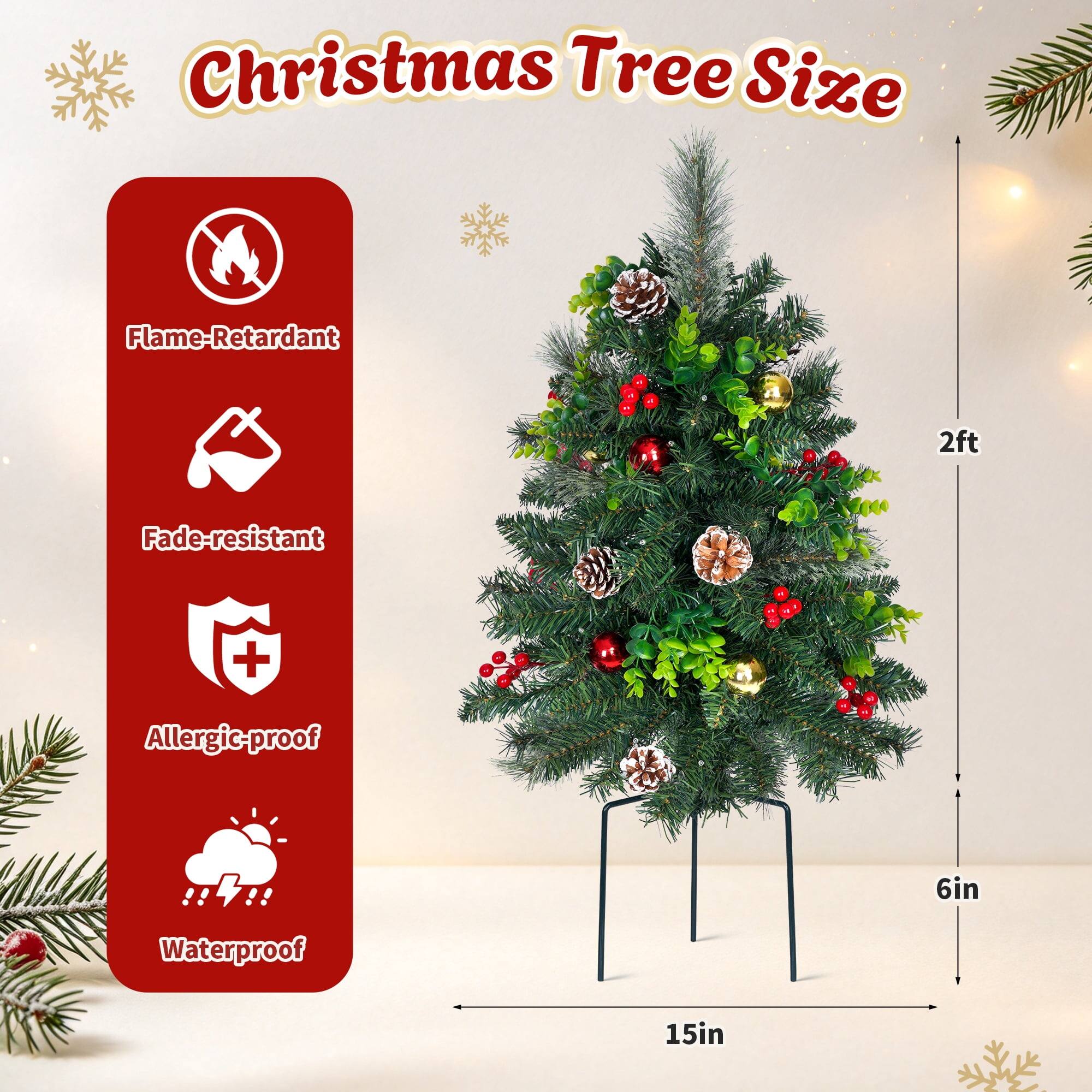 Christmas Tree Size

- Flame-Retardant
- Fade-resistant
- Allergic-proof
- Waterproof

2ft
6in
15in