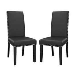 Parcel Vinyl Dining Side Chair Set of 2 by Modway - Black