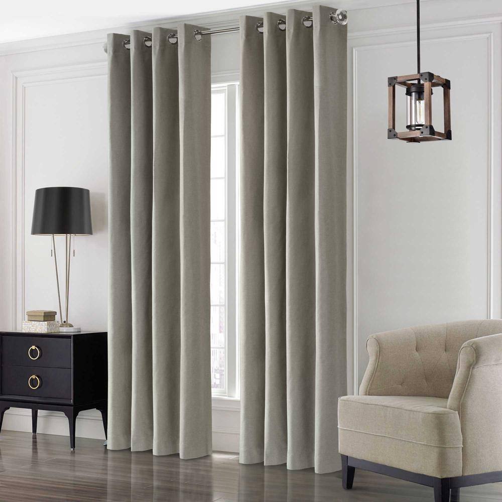 Front. Commonwealth Home Fashions - Commonwealth Edison Grommet Dressing Window Curtain Panel - 52x84" Light Grey - Light grey.