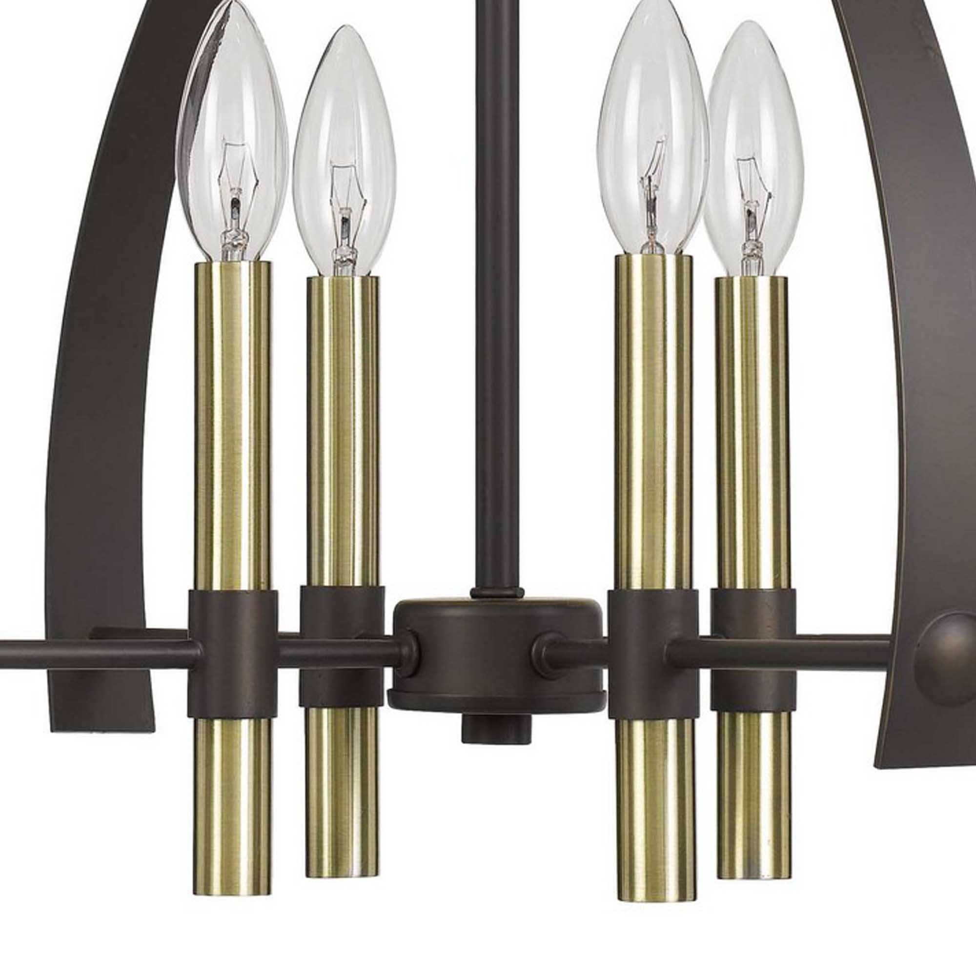 Back. Manhattan Lane - Metal Chandelier with 4 Candelabra Holders - Gold and Black.