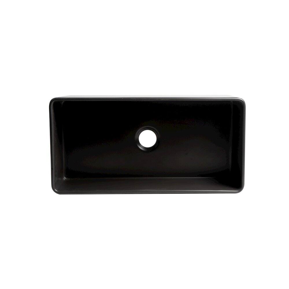 Alt View 2. Alfi - ALFI brand Black Matte Smooth Apron 36 x 18 Single Bowl Fireclay Farm Sink - Black.