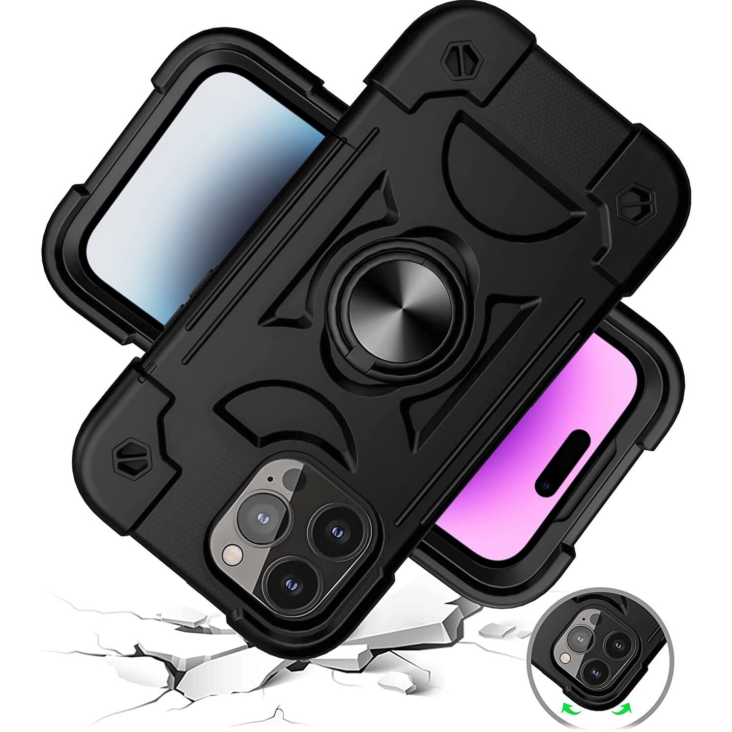 Alt View 13. SaharaCase - DualShock Series Case for Apple iPhone 14 Pro Max - Black.
