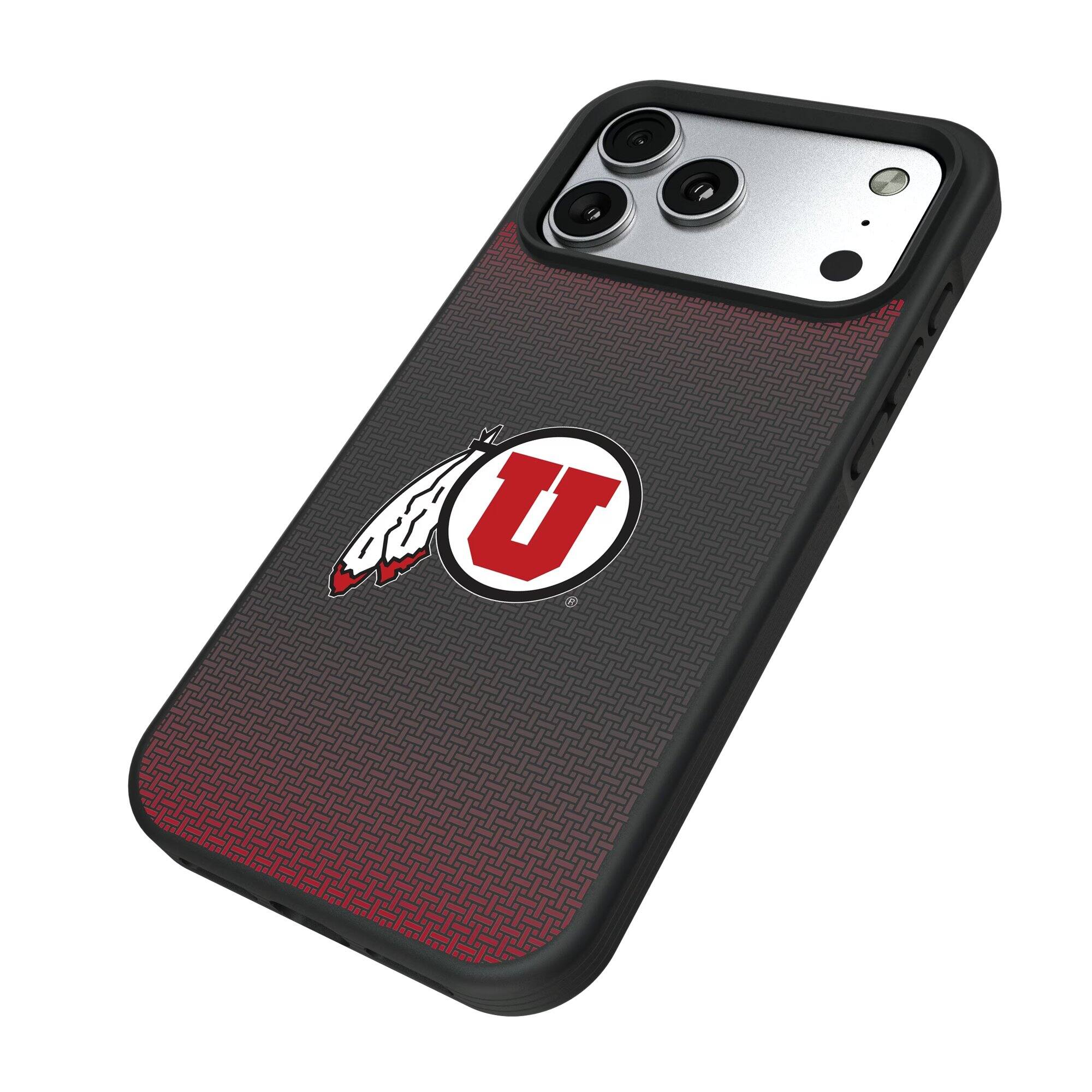 Alt View 1. Keyscaper - Utah Utes Linen Logo iPhone Bump Case - 15 Pro - Black.