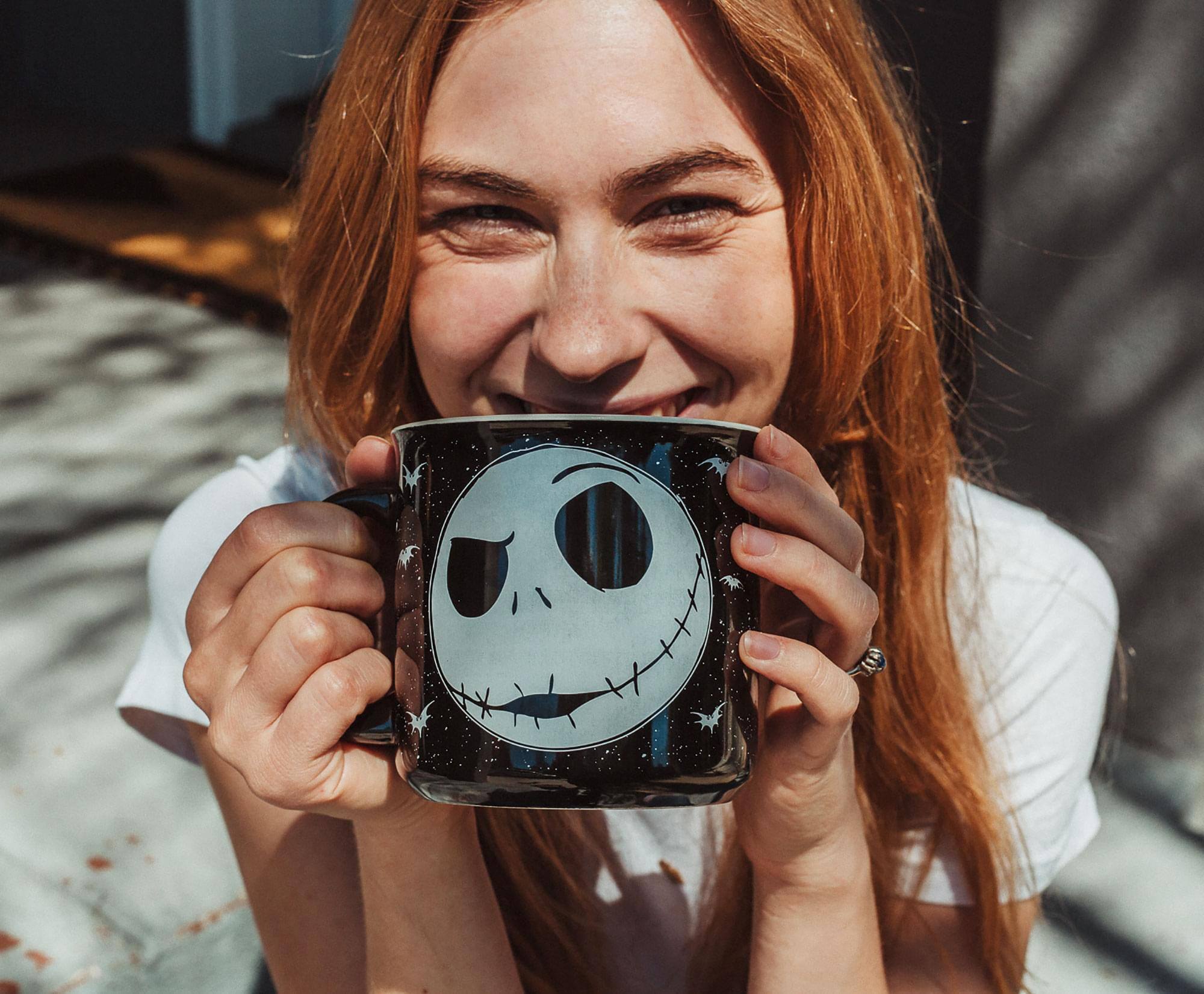 Alt View 2. Disney - Disney The Nightmare Before Christmas Jack Face Ceramic Camper Mug | 20 Ounces - Black.